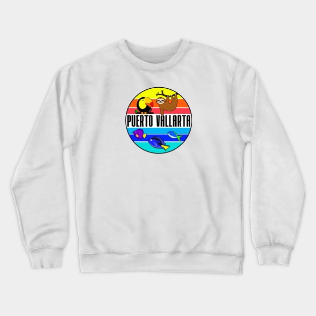 Puerto Vallarta Mexico Beach Tropical Fish Toucan Crewneck Sweatshirt by heybert00